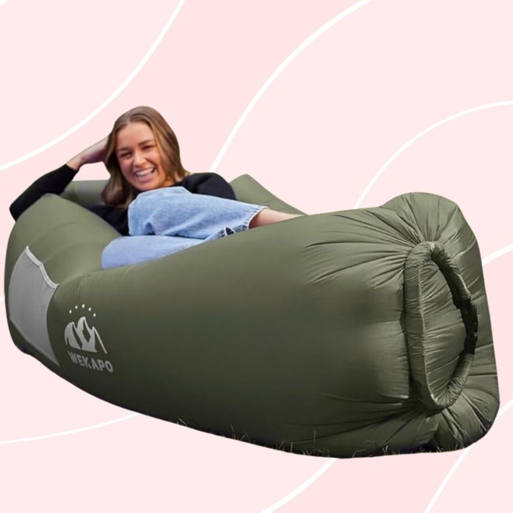 Inflatable Lounger Air Sofa Chair – Olive Green